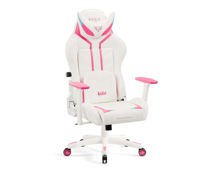 Fotel gamingowy DIABLO Chairs X-RAY Kids Size różowo-biały